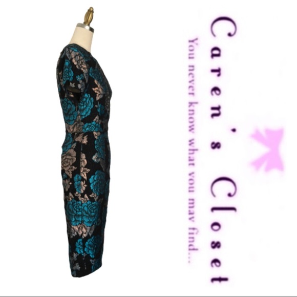 ASOS Metalic Floral Brocade Sheath Dress - Picture 6 of 8